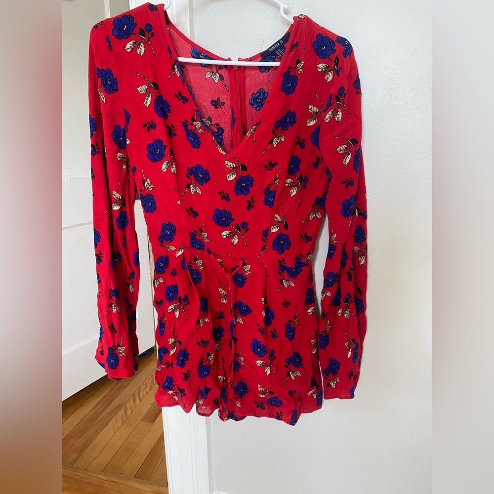 Red Floral Romper